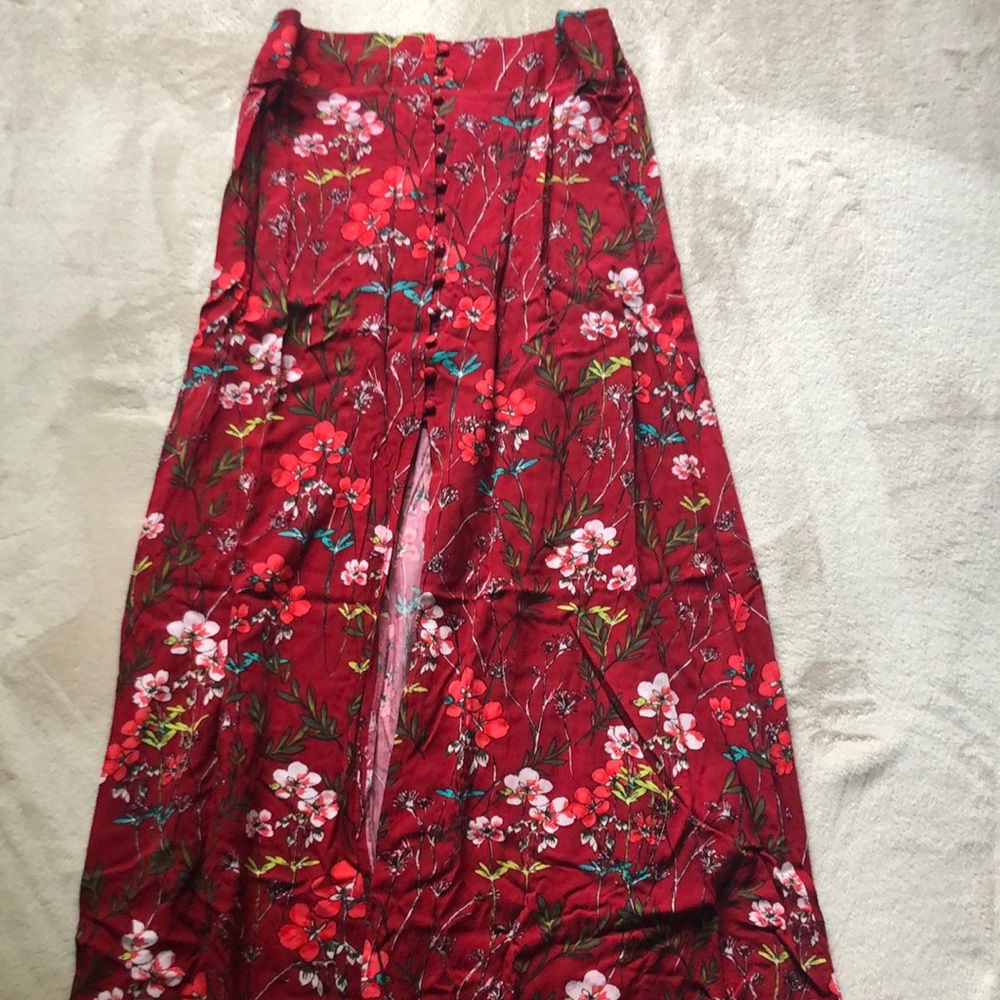 Summer floral skirt (center split and front buttons)